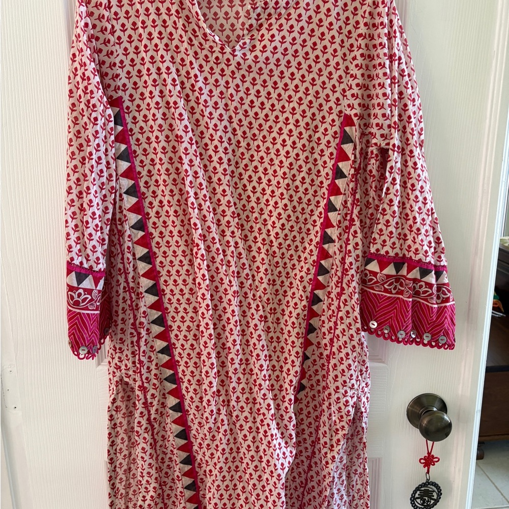 Elegant red  Patterned Long Tunic